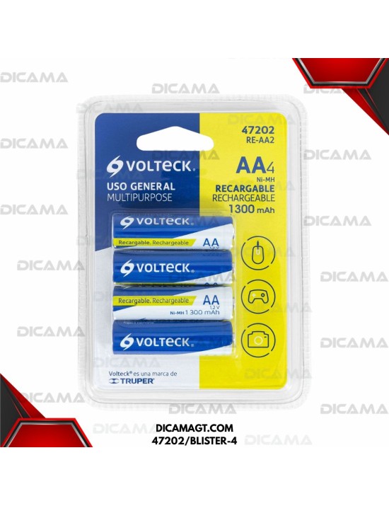 BATERIA AA RECARGABLES BLISTER(4) 1300 MAH VOLTECK 47202/BLISTER-4