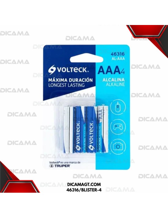 BATERIA AAA ALCALINA BLISTER(4) VOLTECK 46316/BLISTER-4