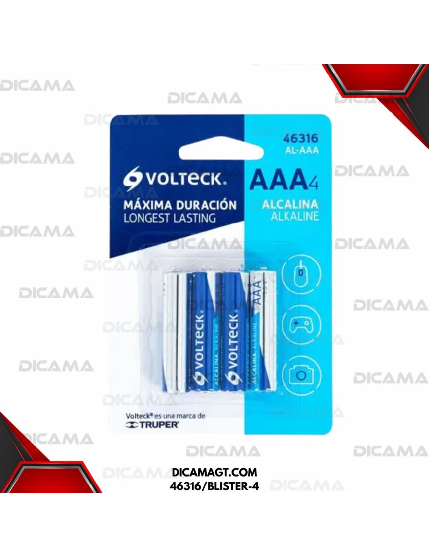 BATERIA AAA ALCALINA BLISTER(4) VOLTECK 46316/BLISTER-4