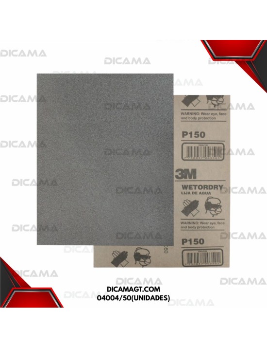LIJA IMPERIAL GRANO #150 METAL Y MADERA MULTIPROPOSITO 3M 04004/50(UNIDADES)