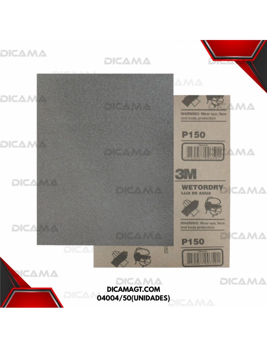 LIJA IMPERIAL GRANO #150 METAL Y MADERA MULTIPROPOSITO 3M 04004/50(UNIDADES)