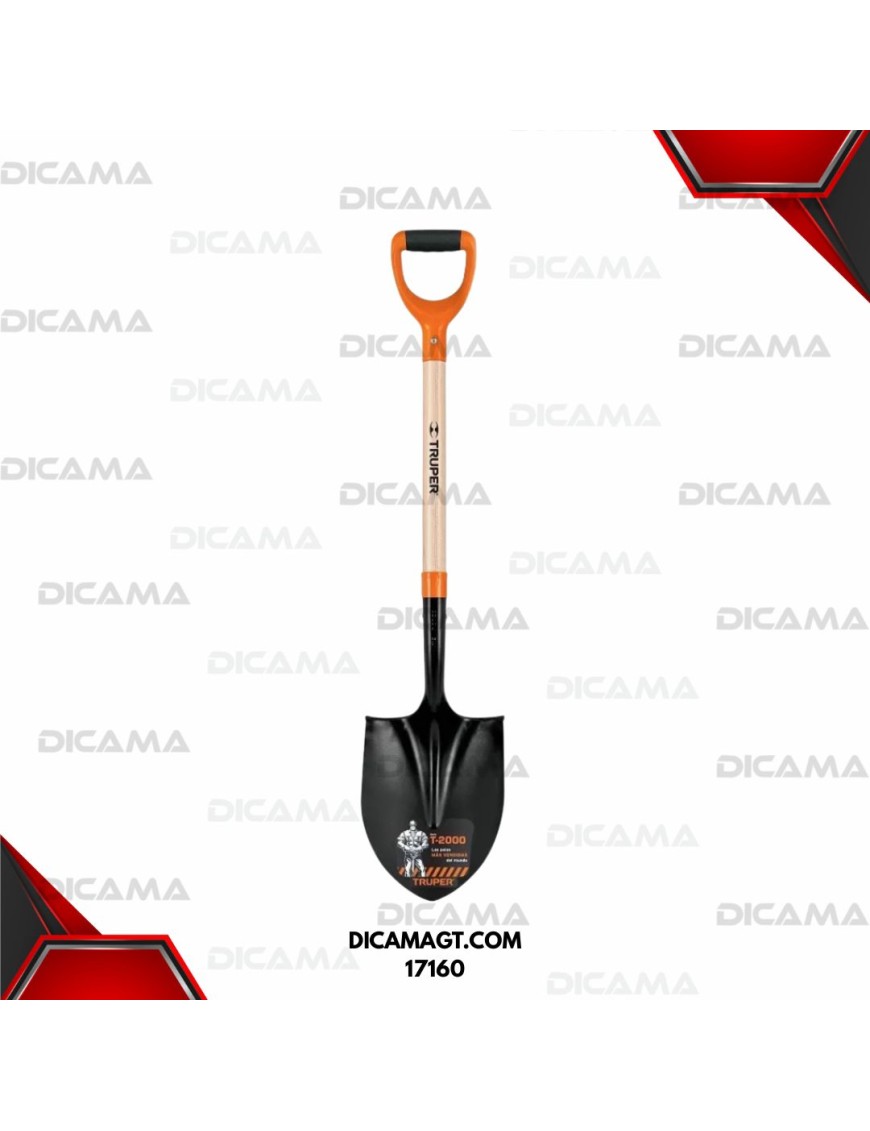 PALA REDONDA MANGO DE MADERA CON PUÑO Y T-2000 TRUPER 17160