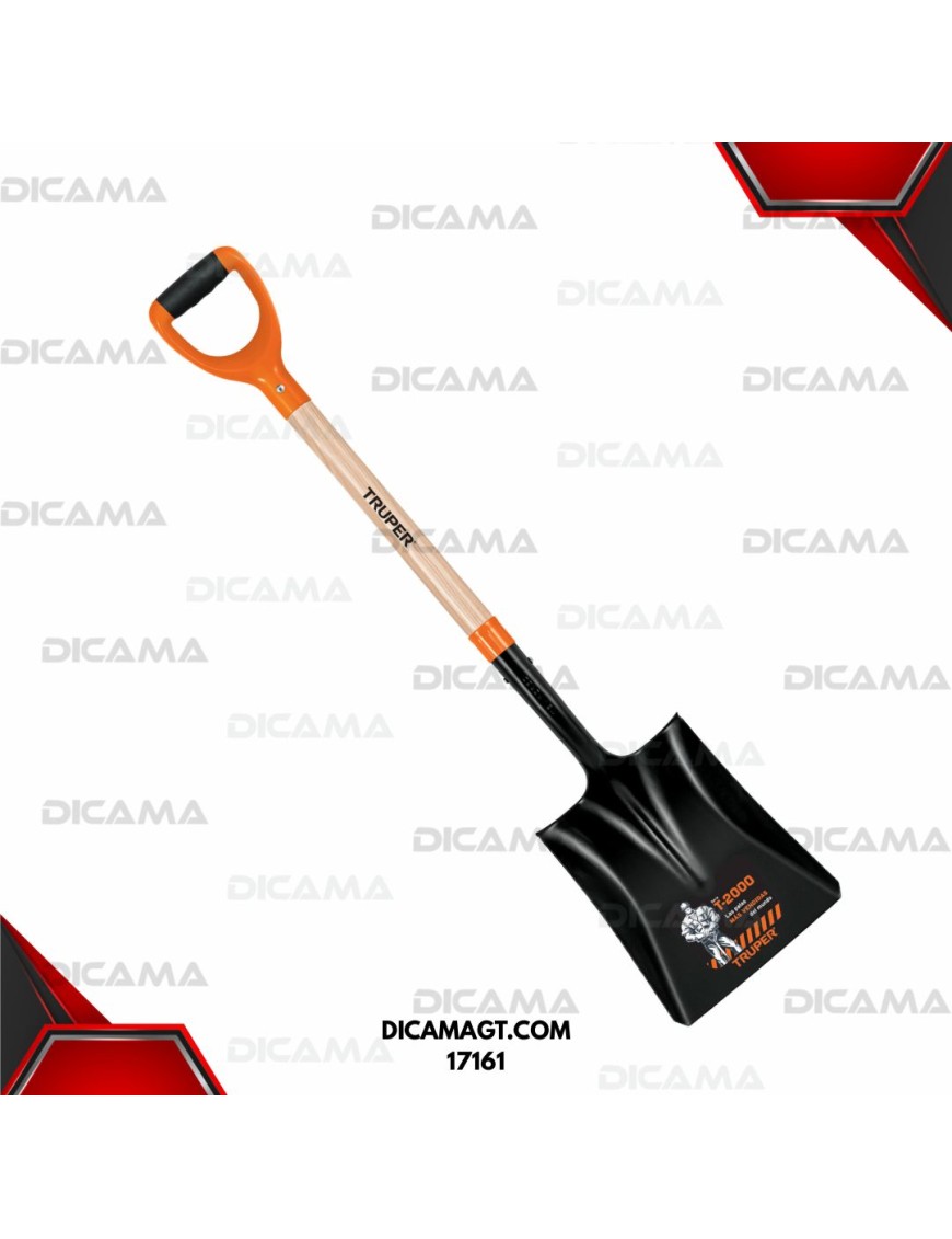 PALA CUADRADA MANGO DE MADERA CON PUÑO Y T-2000 TRUPER 17161