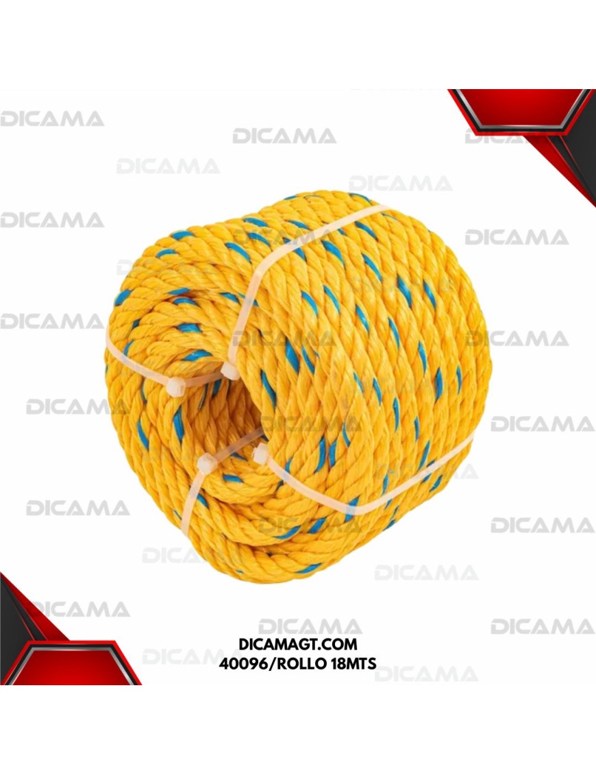 CUERDA METRO 11MM 7/16POLIPROPILENO AMARILLO FIERO 40096/ROLLO 18MTS