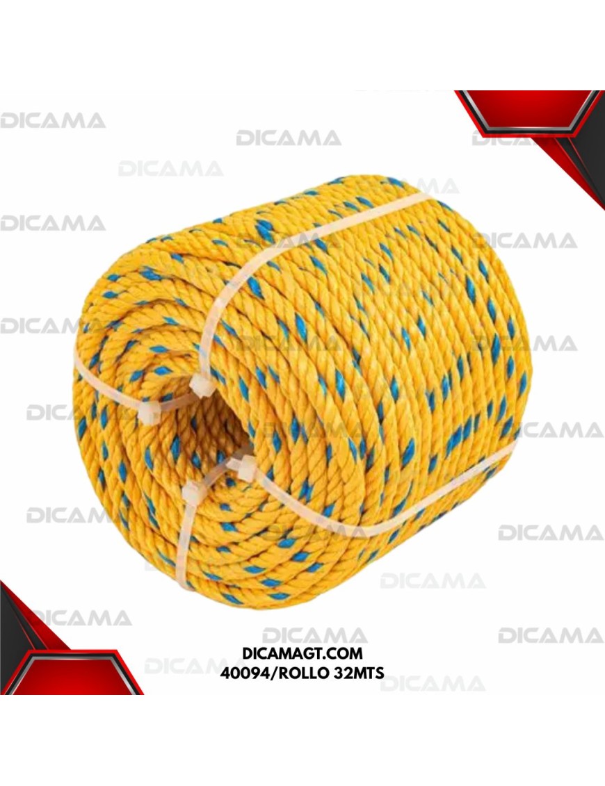 CUERDA METRO 8MM 5/16 POLIPROPILENO AMARILLO FIERO 40094/ROLLO 32MTS