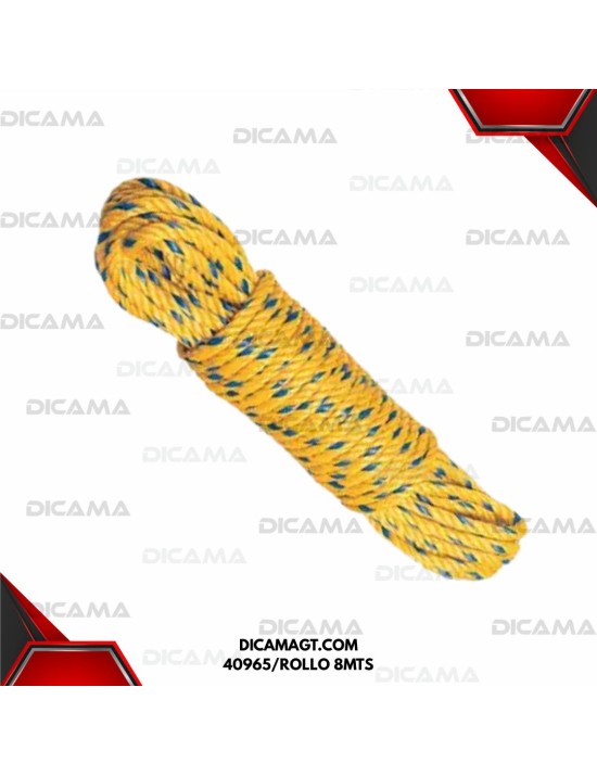 ROLLO DE CUERDA 10MM 3/8 PROLIPILENO AMARILLO FIERO 40965/ROLLO 8MTS
