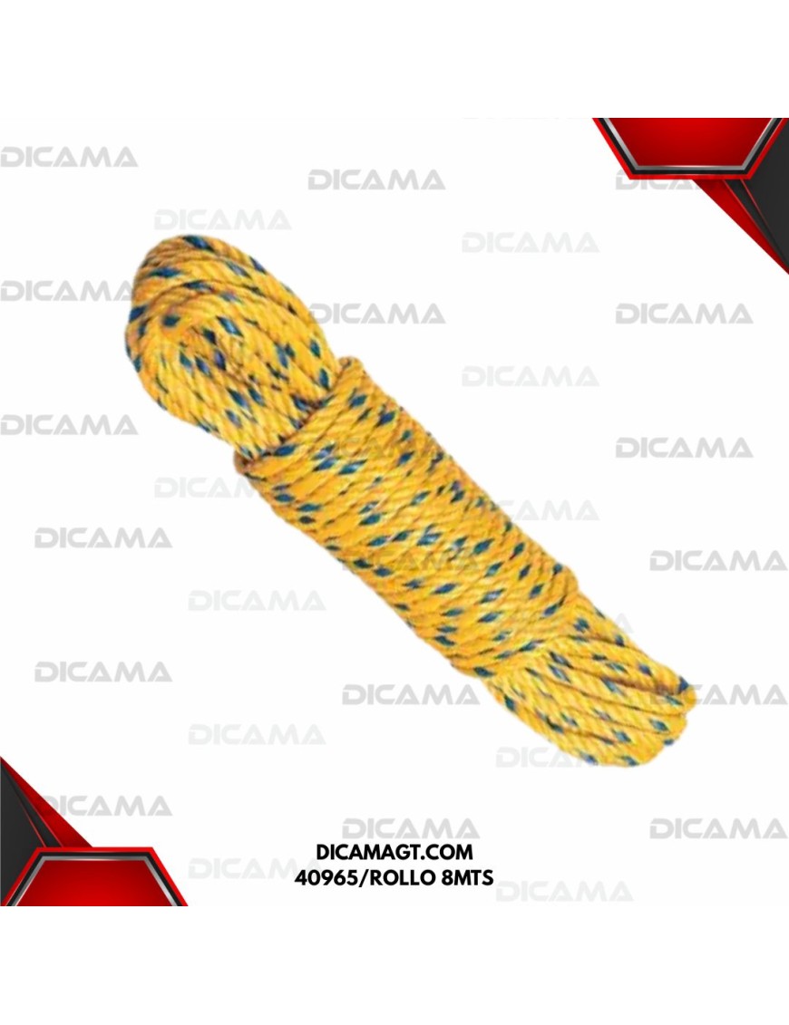 ROLLO DE CUERDA 10MM 3/8 PROLIPILENO AMARILLO FIERO 40965/ROLLO 8MTS