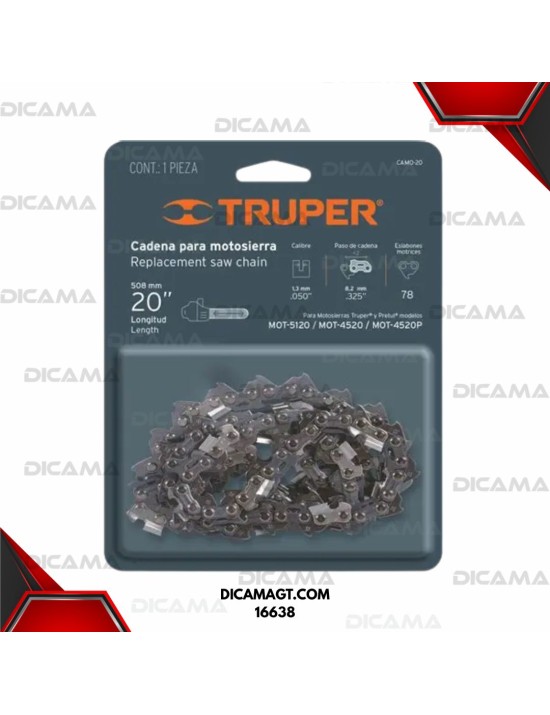 CADENA 20 PARA MOTOSIERRA A GASOLINA TRUPER 16638