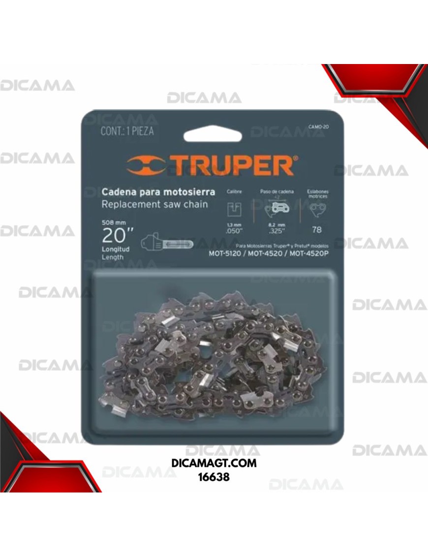 CADENA 20 PARA MOTOSIERRA A GASOLINA TRUPER 16638
