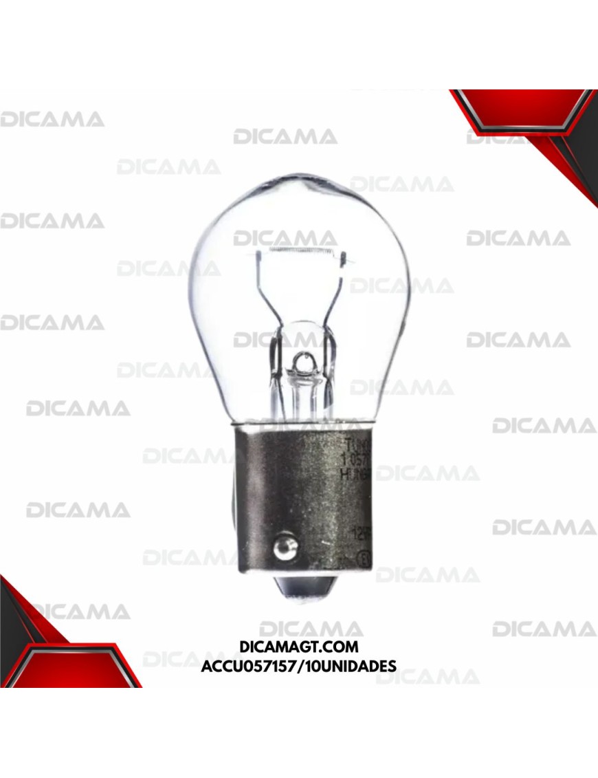 BOMBILLA PIDE VIA 12V 21WATTS  (1073) 1 CONTACTO CHINA ACCU057157/10UNIDADES