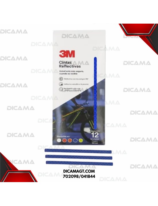 CINTA REFLECTIVAS AZUL P/BICICLETA 12 TIRAS 7MMX145 3M 702098/041844