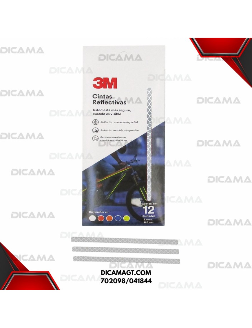 CINTA REFLECTIVAS GRIS P/BICICLETA 12 TIRAS 7MMX145 3M 702098/041844