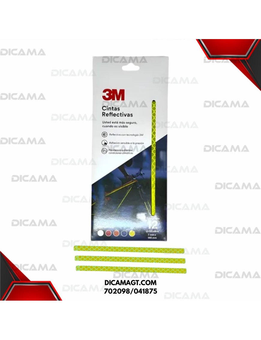 CINTA REFLECTIVAS AMARILLA P/BICICLETA 12 TIRAS 7MMX145 3M 702098/041875