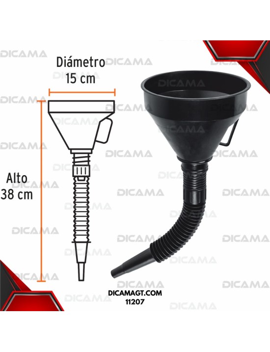 EMBUDO PLASTICO 5 FLEXIBLE CON FILTRO TRUPER 11207