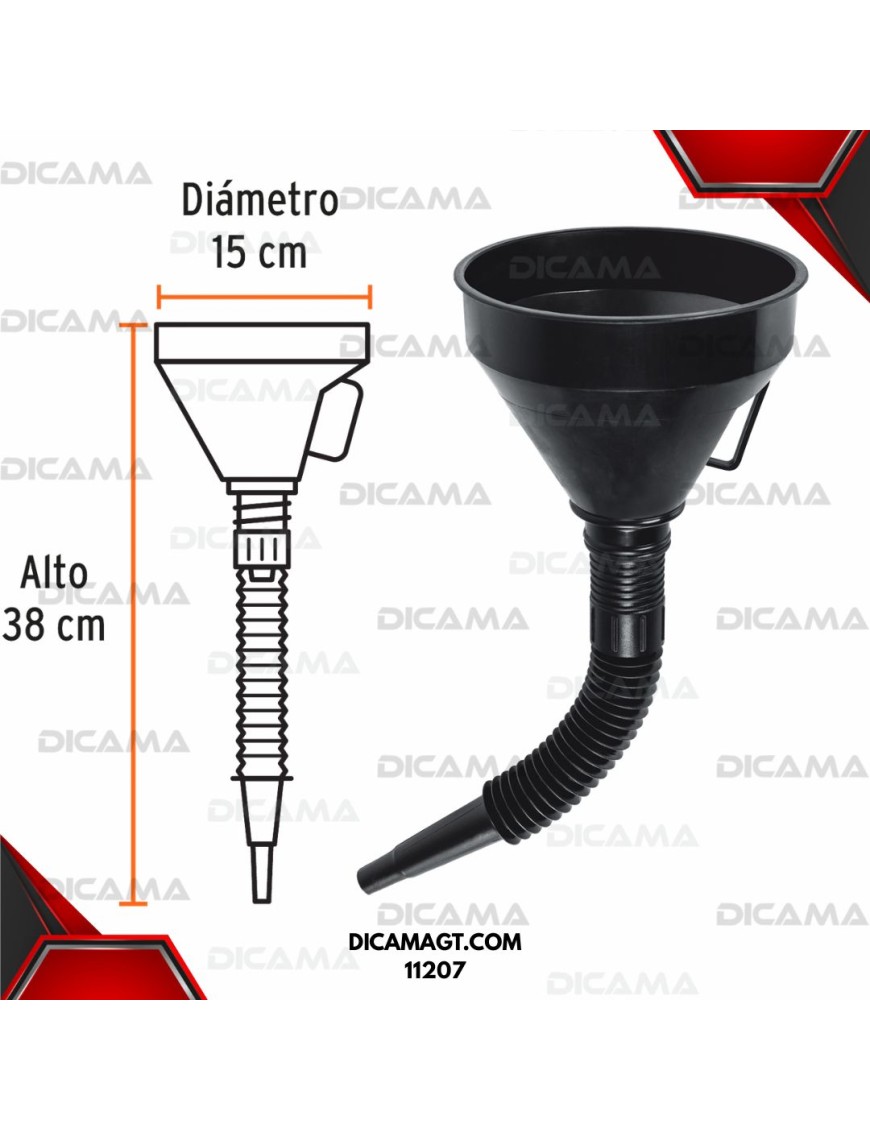 EMBUDO PLASTICO 5 FLEXIBLE CON FILTRO TRUPER 11207
