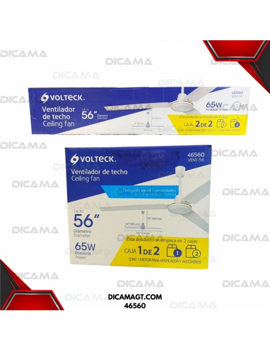 VENTILADOR DE TECHO 56 3 ASPAS BLANCO VOLTECK 46560