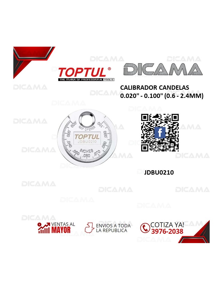 CALIBRADOR CANDELAS 0.020" - 0.100" (0.6 - 2.4MM)