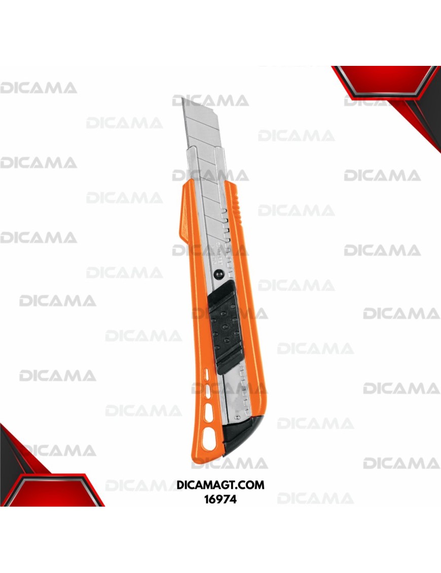 CUCHILLA 18 MM REFORZADO DE PLÁSTICO CON ALMA METÁLICA, TRUPER 16974
