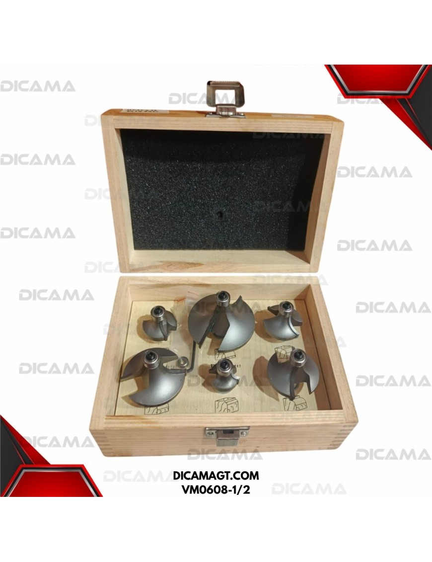 JUEGO DE BROCAS PARA ROUTER RAIZ 1/2 BOCEL 6 PZAS BBT VM0608-1/2