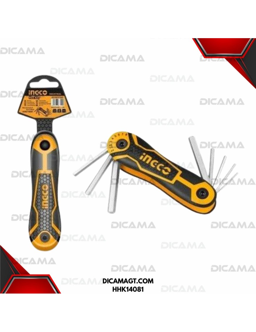 JUEGO DE LLAVES ALLEN 8 PZAS DE BOLSILLO 2A8MM INGCO HHK14081