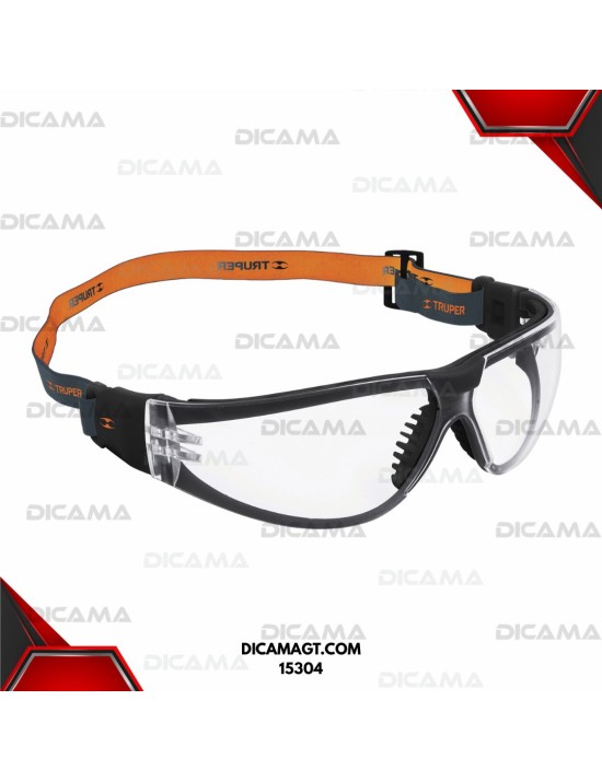 LENTES DE SEGURIDAD TRANSPARENTE CON BANDA ELASTICA ACTIVE TRUPER 15304