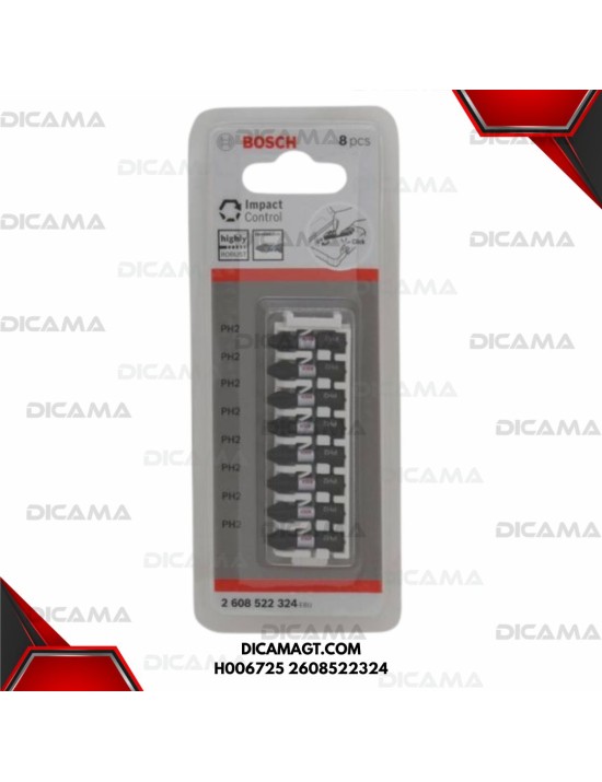 JUEGO DE 8 PUNTAS PHILLIPS PH2 X 1. IMPACT CONTROL BOSCH H006725 2608522324