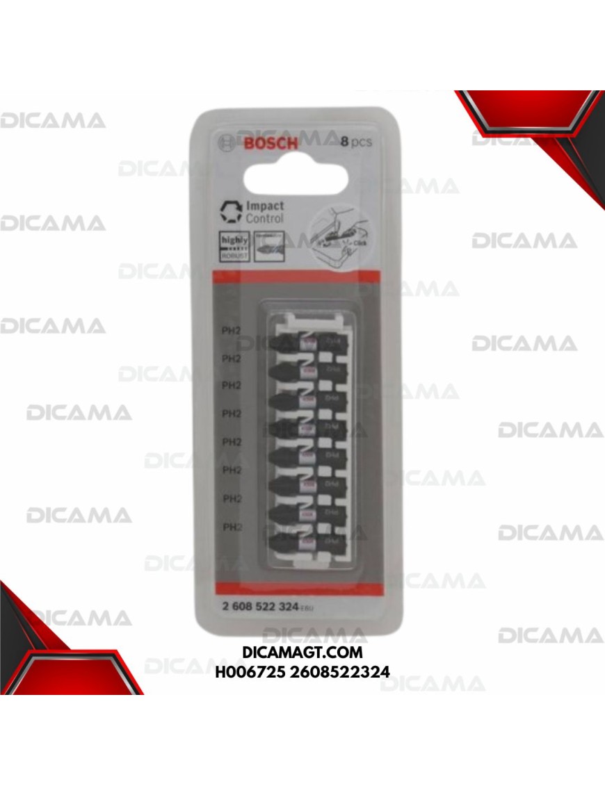 JUEGO DE 8 PUNTAS PHILLIPS PH2 X 1. IMPACT CONTROL BOSCH H006725 2608522324