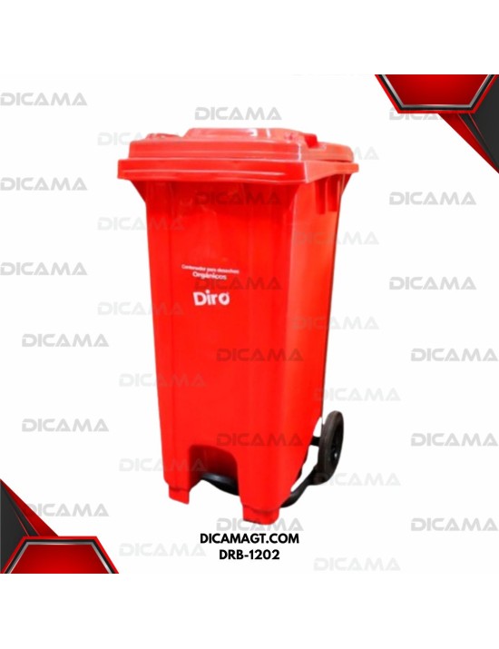 BASURERO 120 LTS ROJO CON PEDAL DIRO DRB-1202