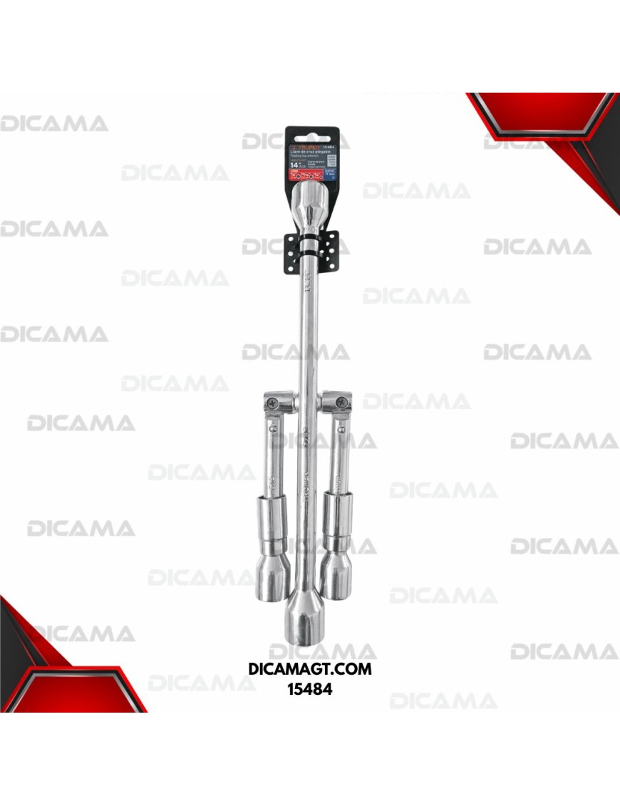 LLAVE DE CHUCHOS DE CRUZ 14 17MM 3/4 13/16 7/8 PLEGABLE TRUPER 15484