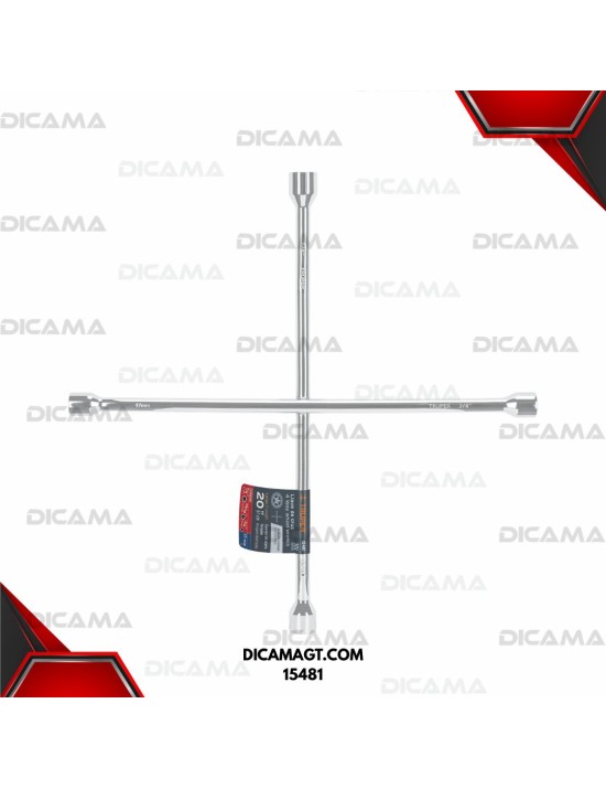 LLAVE DE CHUCHOS DE CRUZ 20 17 MM 3/4 13/16 7/8 PULIDA Y CROMADA TRUPER 15481