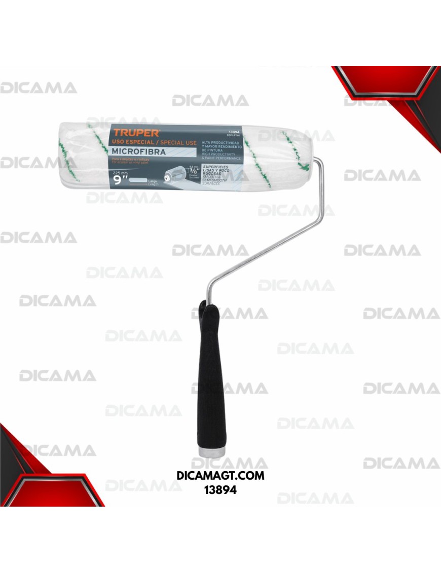RODILLO PARA PINTAR 9 X 3/8 MICROFIBRA, SUP. POCO RUGOSAS TRUPER 13894
