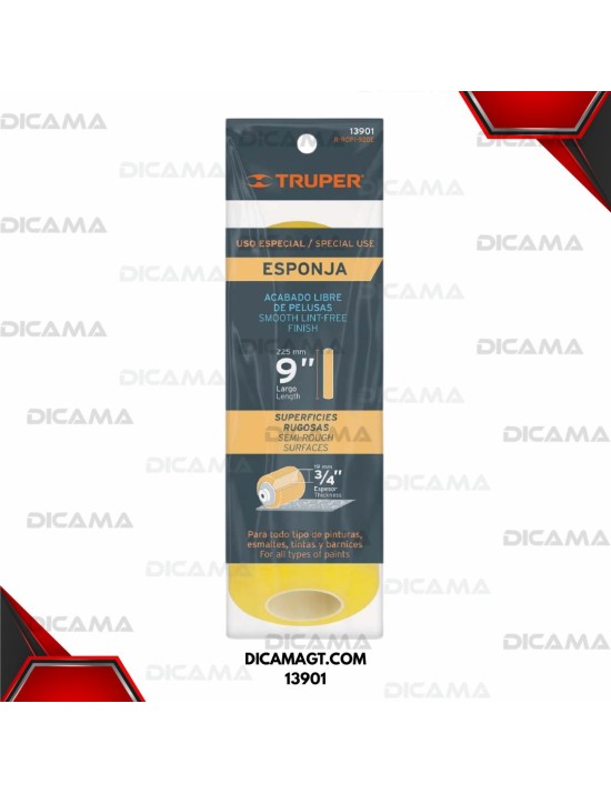 FELPA PARA RODILLO ESPJONJA 9X3/4 SUPERFICIES RUGOSAS TRUPER 13901