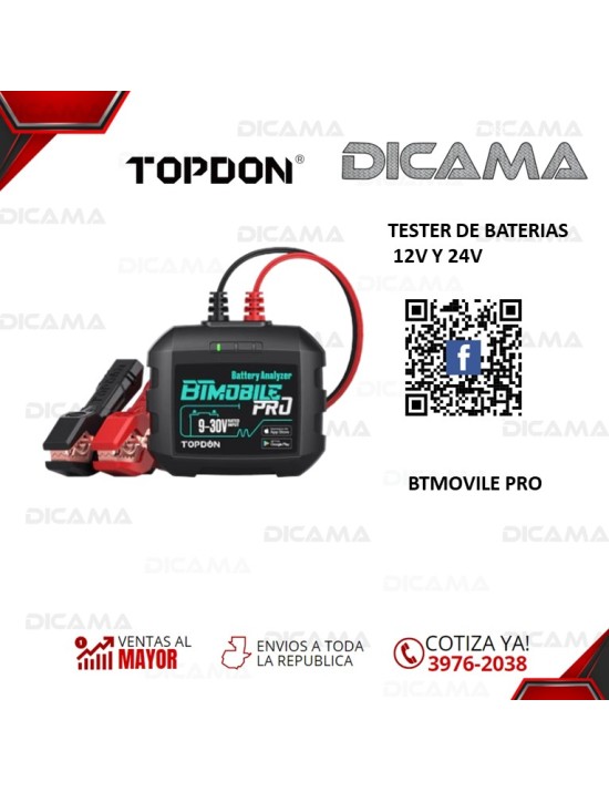 TESTER DE BATERIAS 12V Y 24V TOPDON BTMOVILE PRO