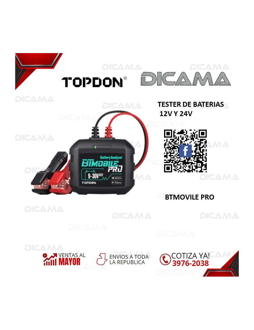 TESTER DE BATERIAS 12V Y 24V TOPDON BTMOVILE PRO
