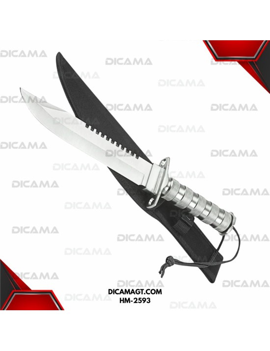 CUCHILLO NIQUELADO PARA CACERIA 35.5 CM HUNTER HM-2593