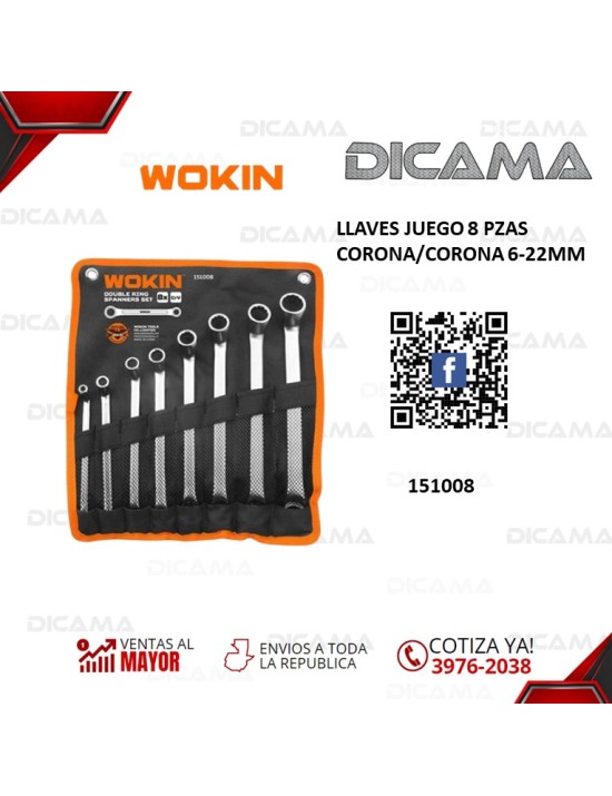 LLAVES JUEGO 8 PZAS CORONA/CORONA 6-22MM