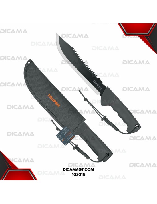 MACHETE 10 DOBLE FILO CACHA INYECTADA CON FUNDA TRUPER 103015
