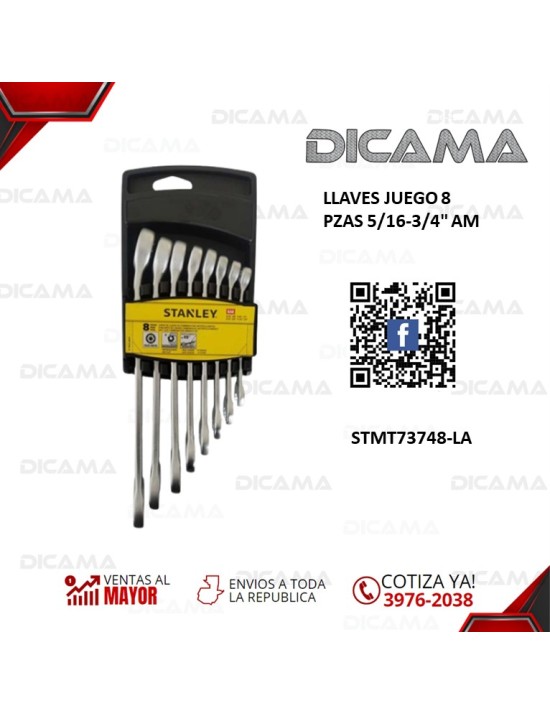 LLAVES JUEGO 8 PZAS 5/16-3/4" AM