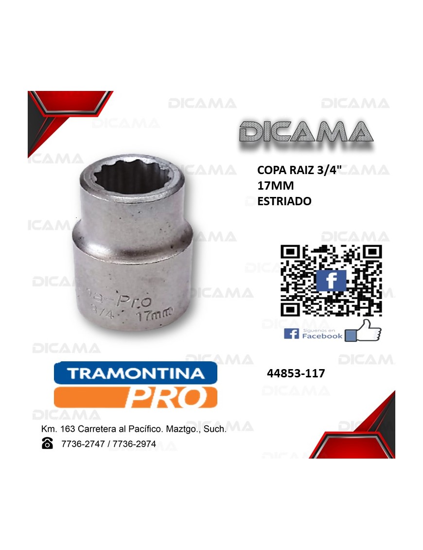 COPA RAIZ 3/4" 17MM ESTRIADO
