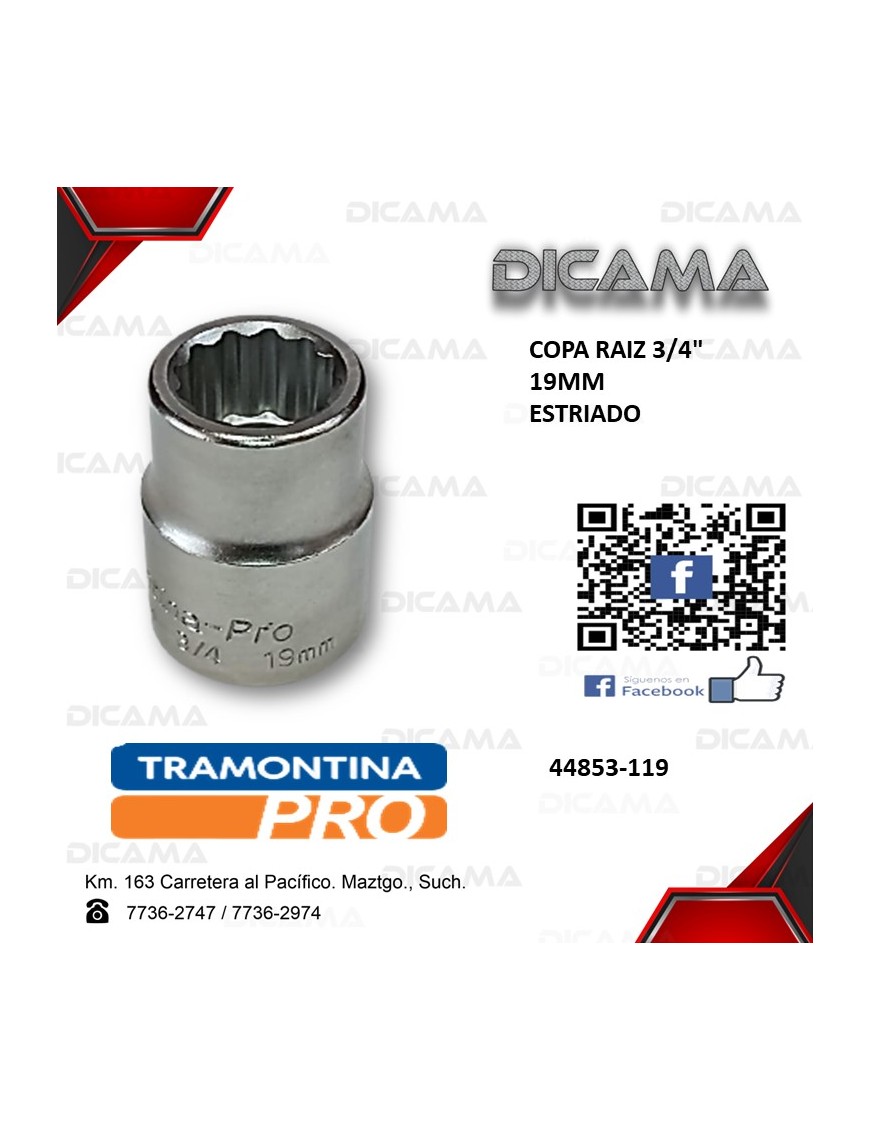 COPA RAIZ 3/4" 19MM ESTRIADO