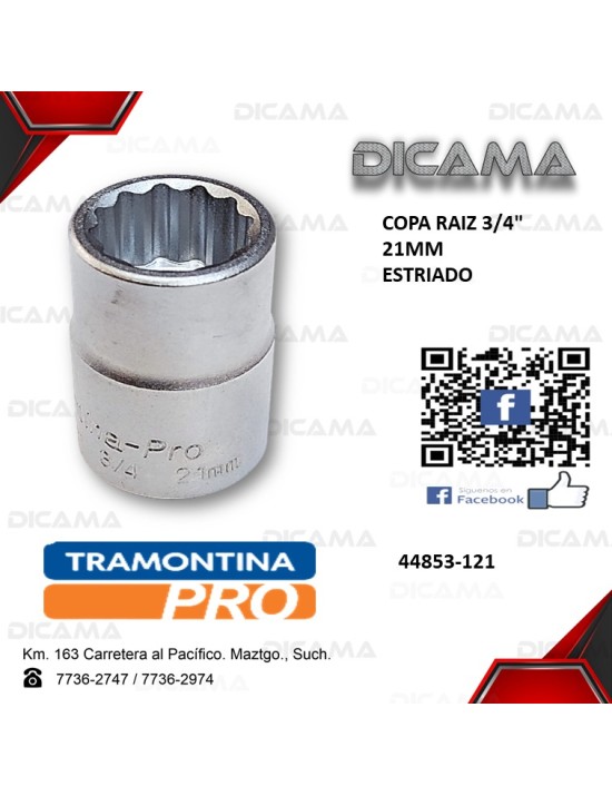 COPA RAIZ 3/4" 21MM ESTRIADO