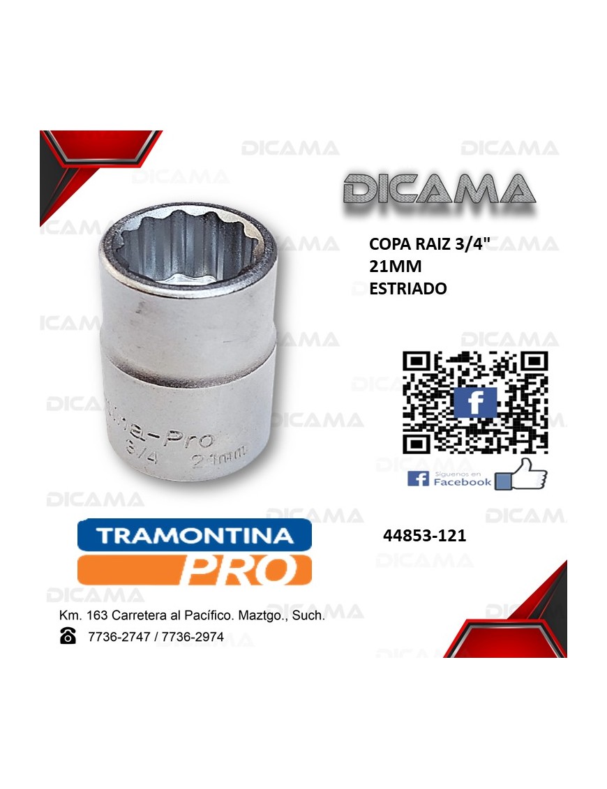 COPA RAIZ 3/4" 21MM ESTRIADO