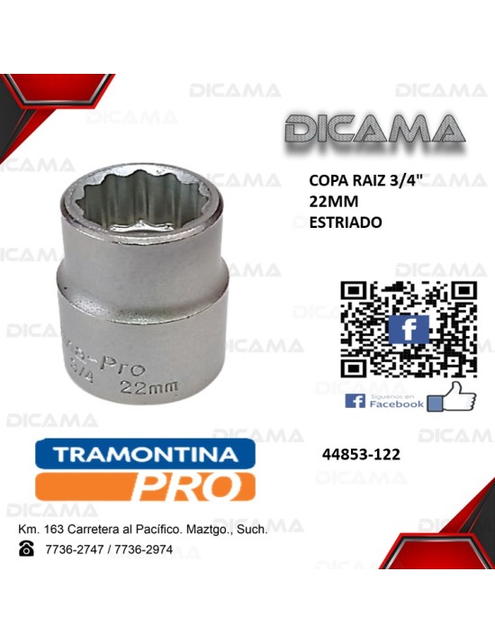 COPA RAIZ 3/4" 22MM ESTRIADO