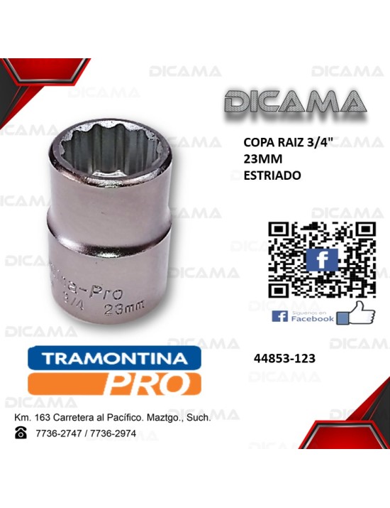 COPA RAIZ 3/4" 23MM ESTRIADO