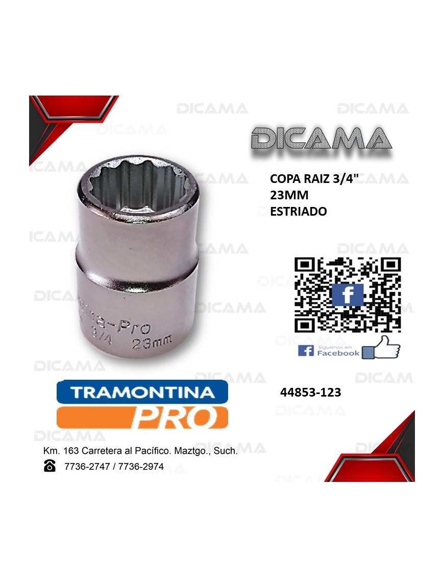 COPA RAIZ 3/4" 23MM ESTRIADO