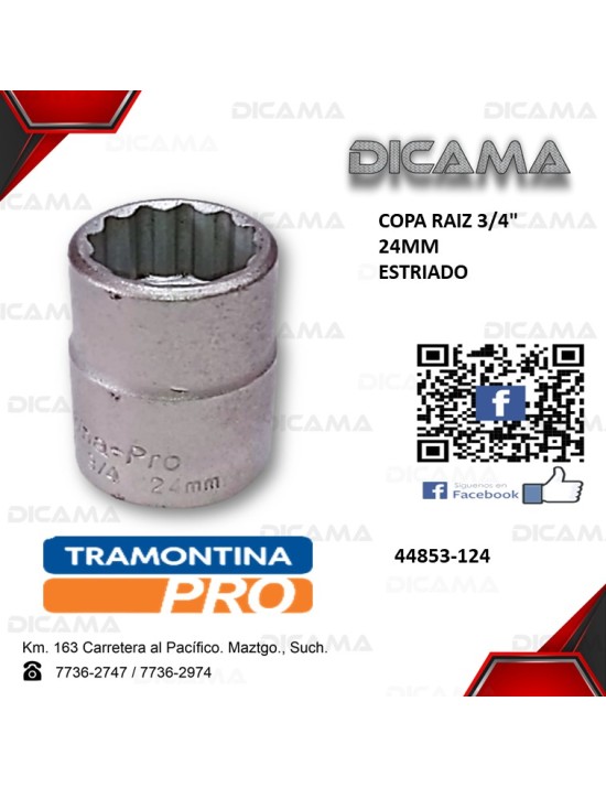 COPA RAIZ 3/4" 24MM ESTRIADO