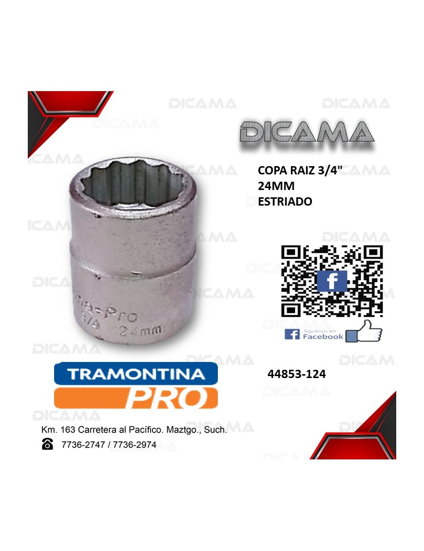 COPA RAIZ 3/4" 24MM ESTRIADO