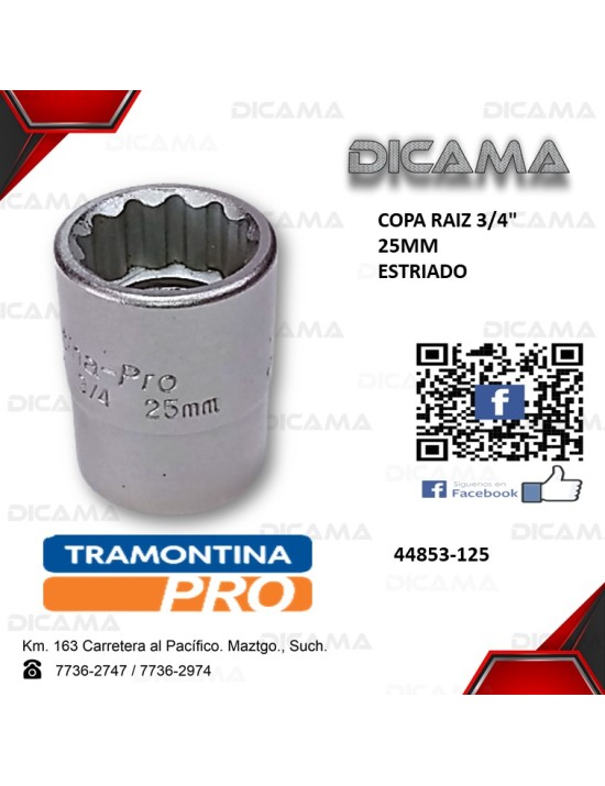 COPA RAIZ 3/4" 25MM ESTRIADO