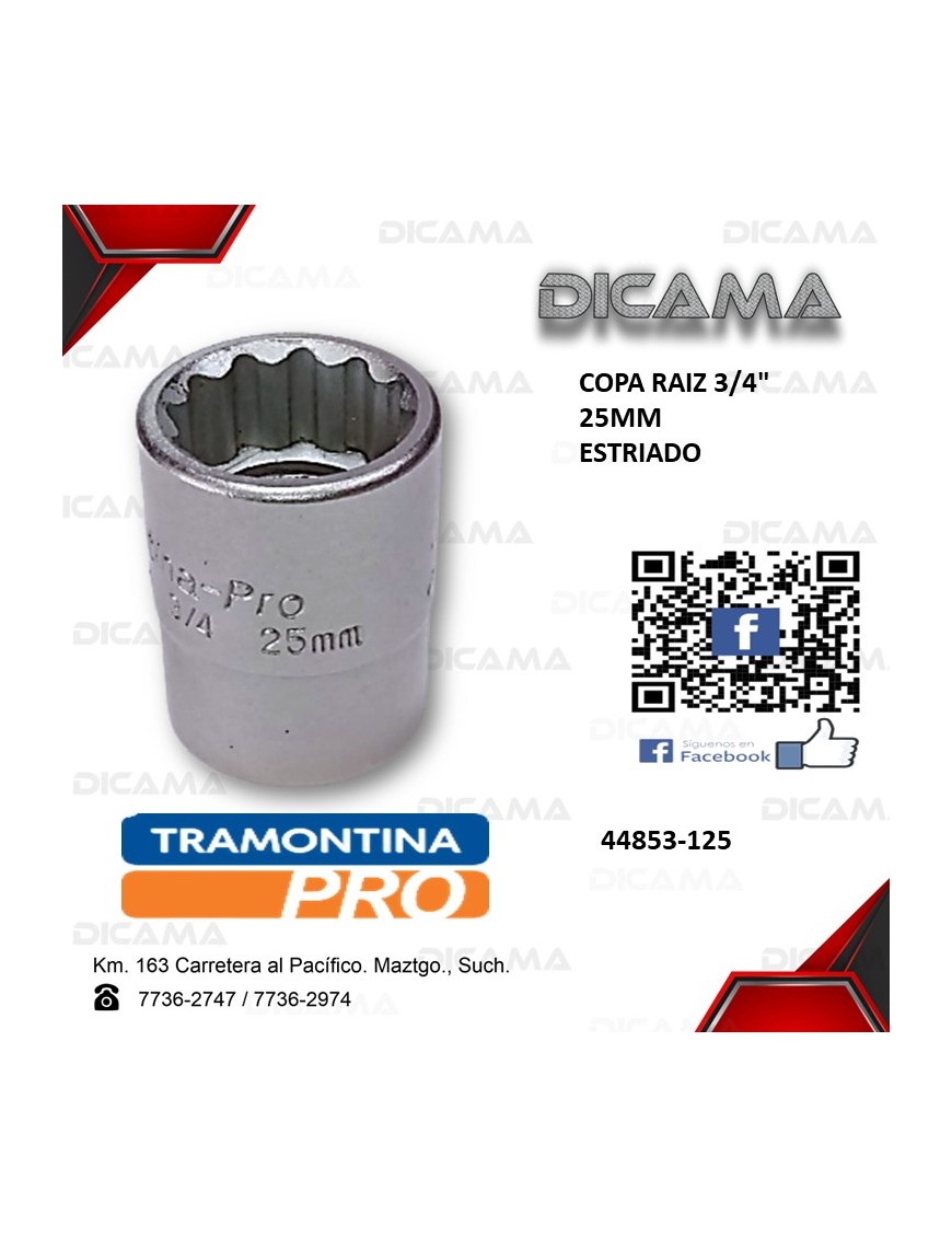 COPA RAIZ 3/4" 25MM ESTRIADO