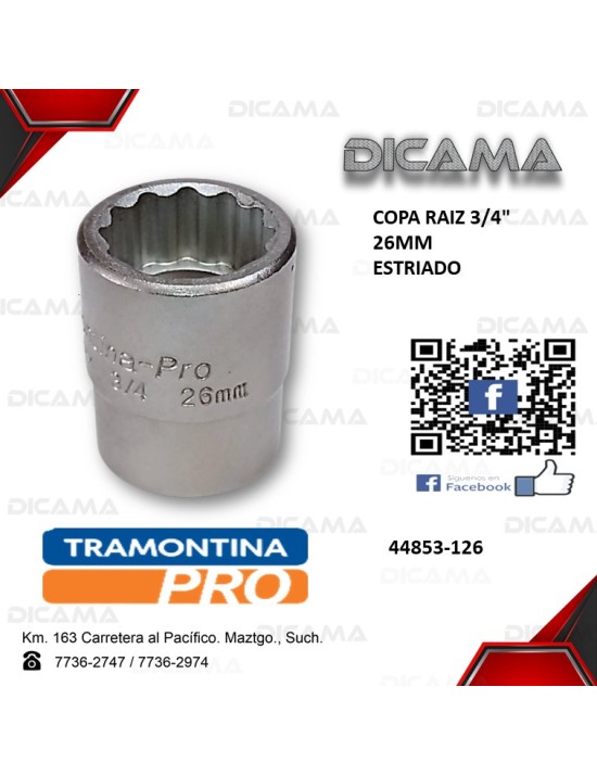 COPA RAIZ 3/4" 26MM ESTRIADO